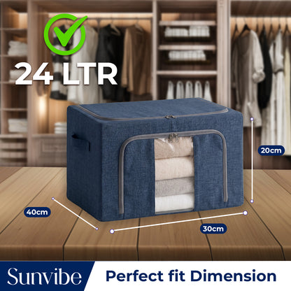 Premium Foldable Blanket & Clothes Storage Bag with Clear Window (Grey)