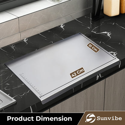 SUNVIBE® Stainless Steel Chopping Board for Kitchen | Heavy-Duty Metal Cutting Board for Vegetables, Fruits & Meat | Rustproof, Hygienic & Easy to Clean | 42x31 cm