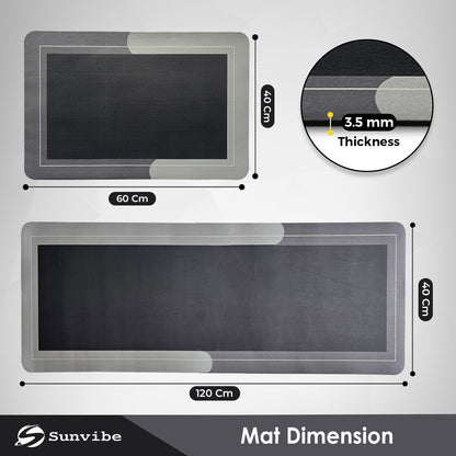 Kitchen Floor Mat 3.5mm (120x40cm & 40x60cm, Grey-2 Pieces)