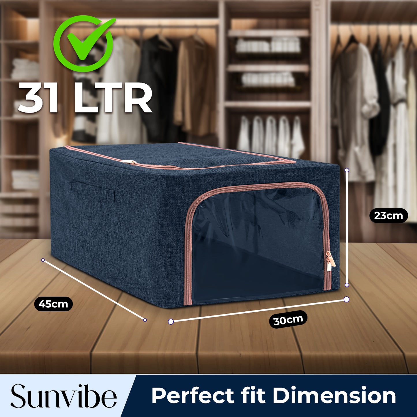56 L Double-Sided Zipper Storage Box -Blue