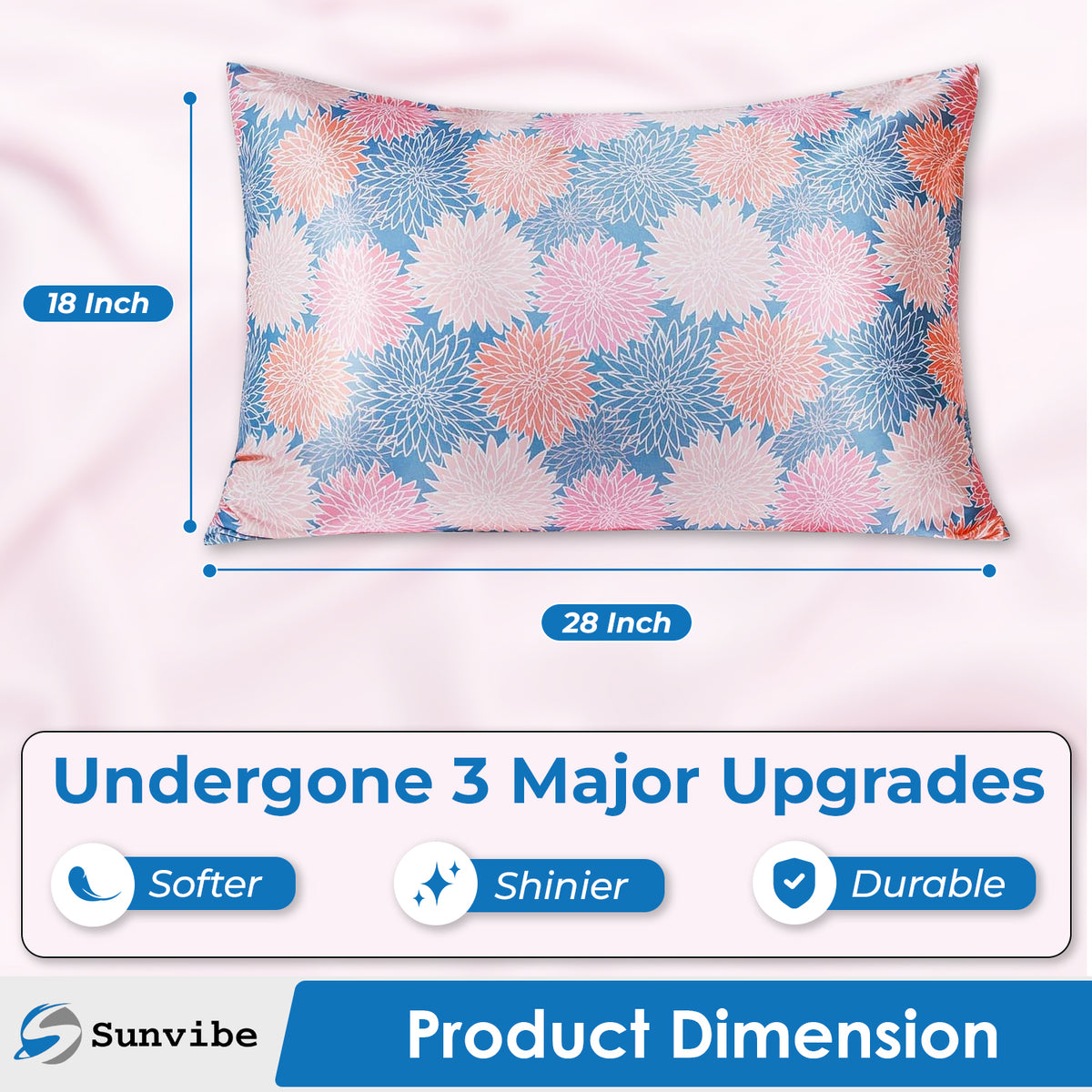 Sunvibe 3D Printed Pillow Cover for Bedroom | Soft & Durable Microfiber Cushion Cover | Fade-Resistant, Skin-Friendly, Hidden Zipper | Decorative Pillowcase for Sofa & Bed-1 free Scrunchie