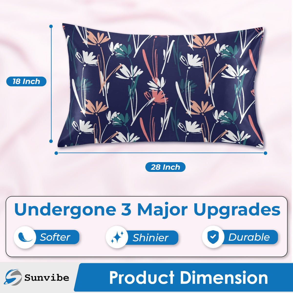 Sunvibe 3D Printed Pillow Cover for Bedroom | Soft & Durable Microfiber Cushion Cover | Fade-Resistant, Skin-Friendly, Hidden Zipper | Decorative Pillowcase for Sofa & Bed-1 free Scrunchie