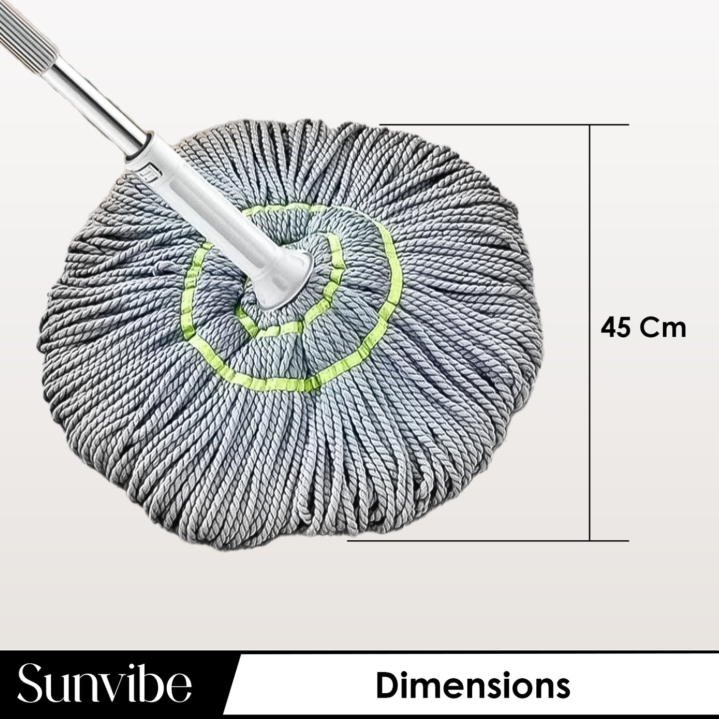 Sunvibe 360° Spin Mop with Stainless Steel Handle & Bucket | Heavy Duty Floor Cleaning Mop | Super Absorbent Microfiber | Easy Wringer System for All Floors