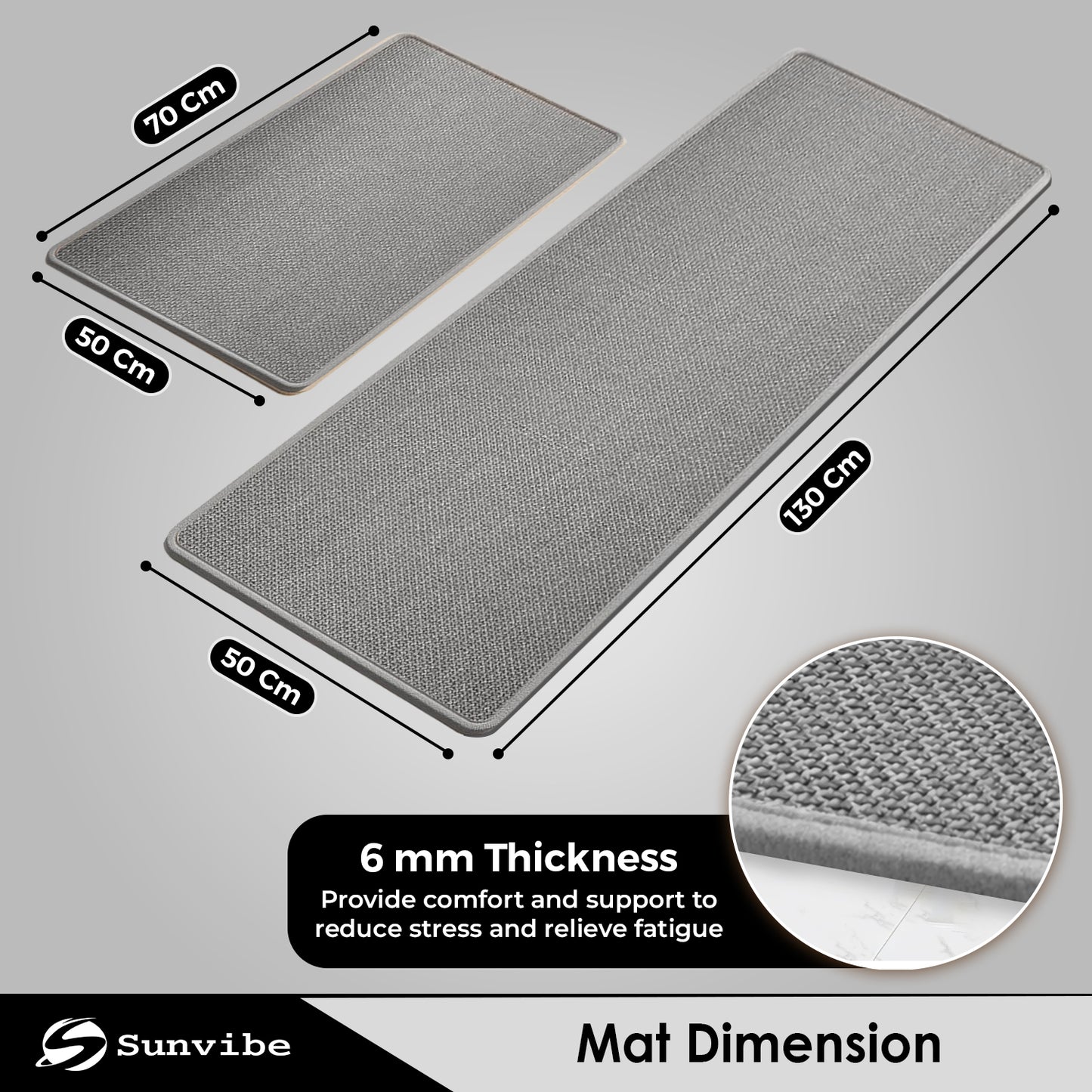Kitchen Floor Mat 3.5mm (120x40cm & 40x60cm-2 Pieces)