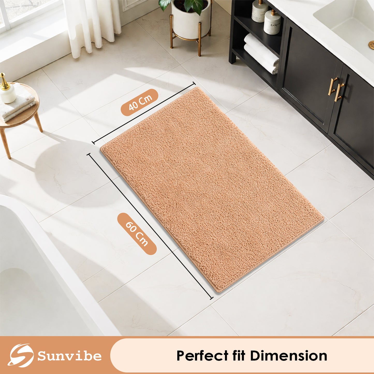 Sunvibe   Premium Microfiber Floor Mat – Super Soft, Highly Absorbent & Quick Dry | Anti-Slip Multipurpose Mat for Bathroom, Kitchen & Bedroom (40 x 60 cm)