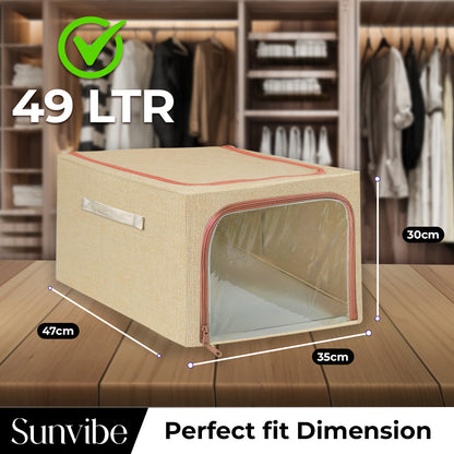49 L Double-Sided Zipper Storage Box -Beige