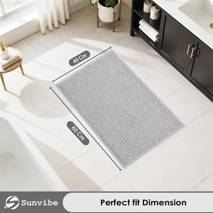 Sunvibe Premium Microfiber Floor Mat – Super Soft, Highly Absorbent & Quick Dry | Anti-Slip Multipurpose Mat for Bathroom, Kitchen & Bedroom (40 x 60 cm)