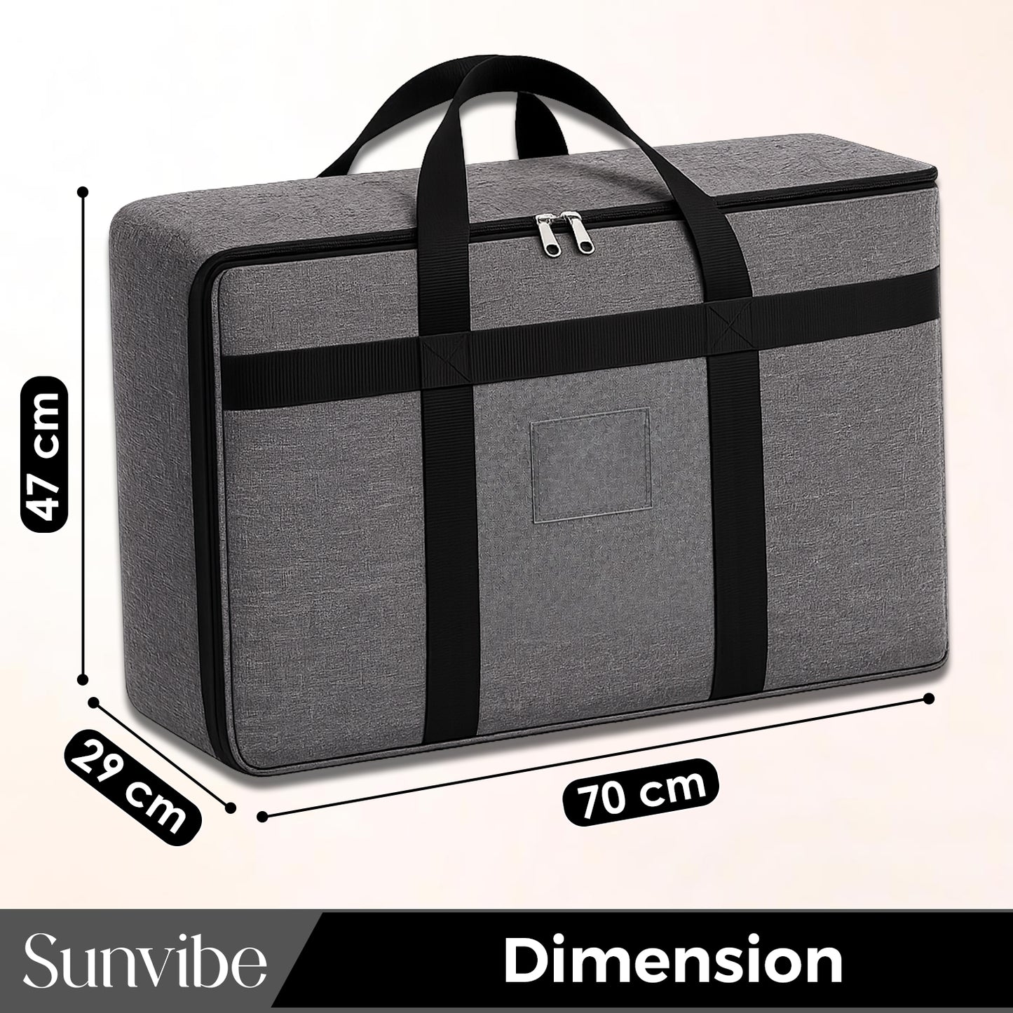 Sunvibe® Large Storage Bag for Clothes, Blankets & Comforters | Foldable Wardrobe Organizer with Strong Handles & Durable Zipper | Dustproof Storage Organizer for Sarees, Quilts, Pillows & Seasonal Clothing | Grey