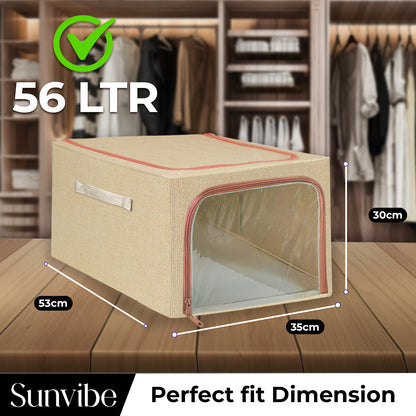 56 L Double-Sided Zipper Storage Box -Beige