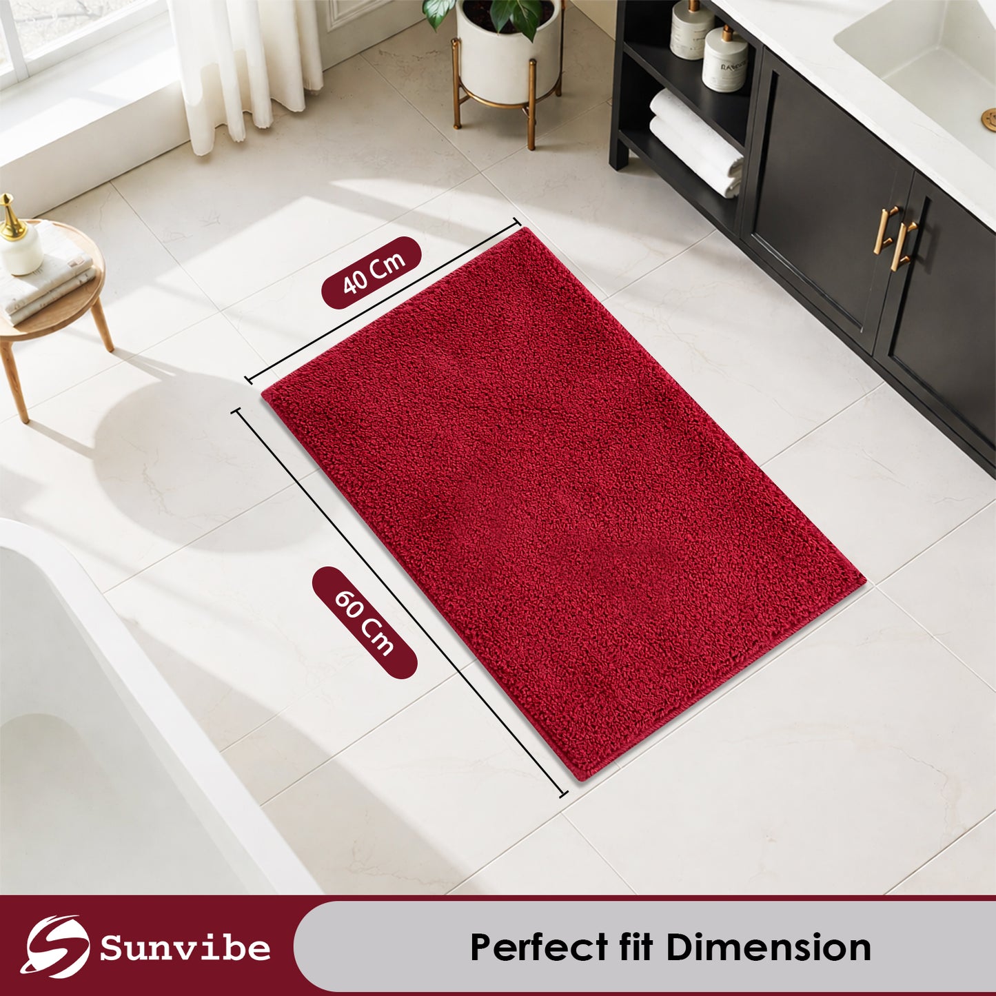 Sunvibe Premium Microfiber Floor Mat – Super Soft, Highly Absorbent & Quick Dry | Anti-Slip Multipurpose Mat for Bathroom, Kitchen & Bedroom (40 x 60 cm)