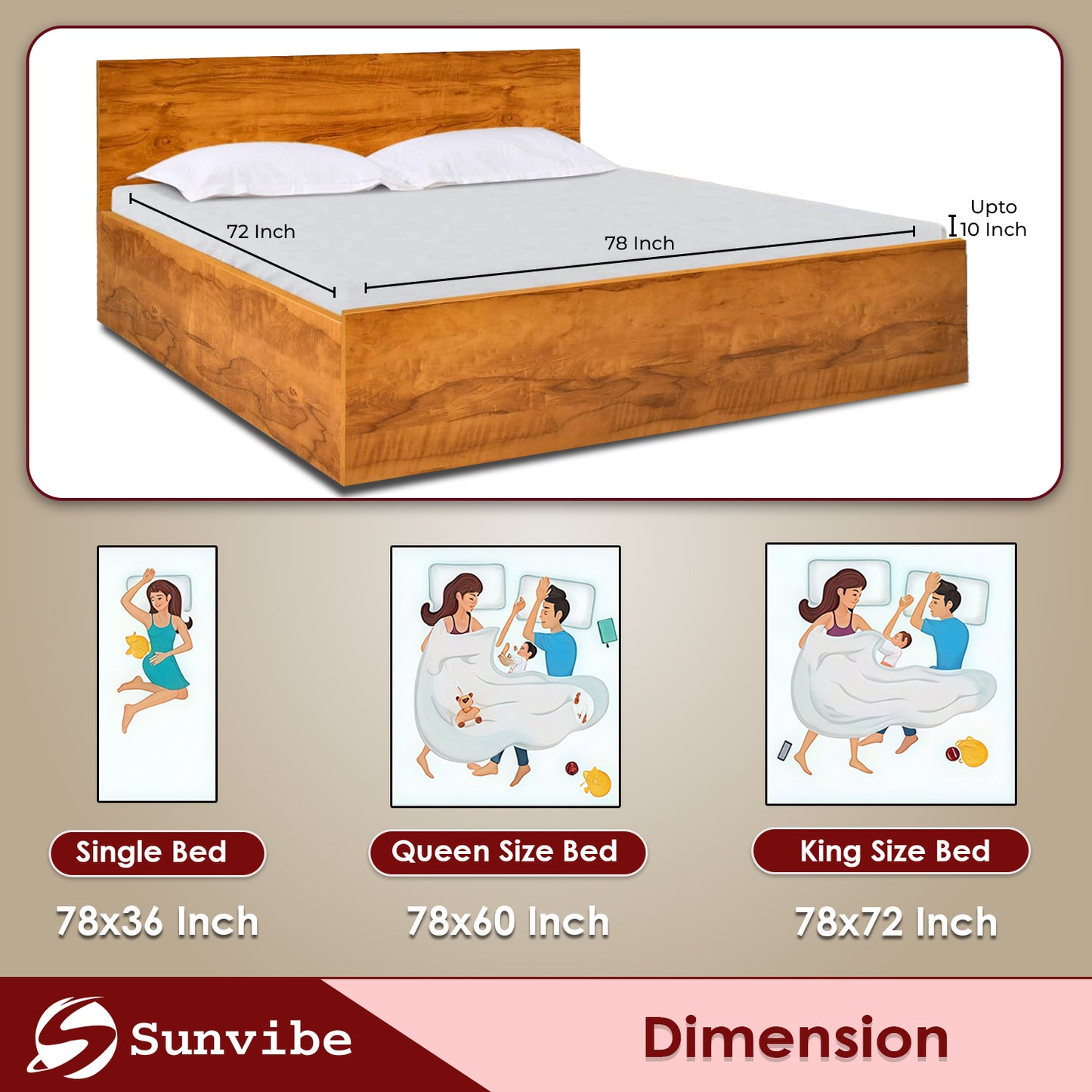 Mattress Protector – Waterproof, Breathable & Soft Cotton  (Maroon)