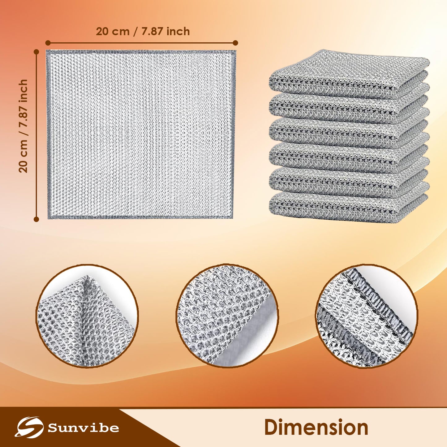 Sunvibe Non-Scratch Dish Wash Scrubber Cloth (10 Pcs) | Multipurpose Dish Cleaning Rags