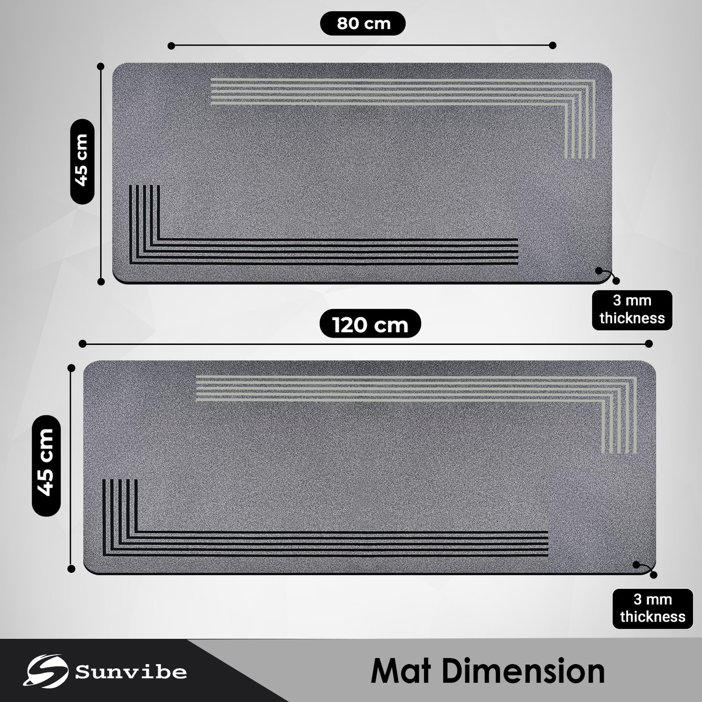 Kitchen Floor Mat 3.5mm (120x45cm & 40x80cm-2 Pieces) Liner