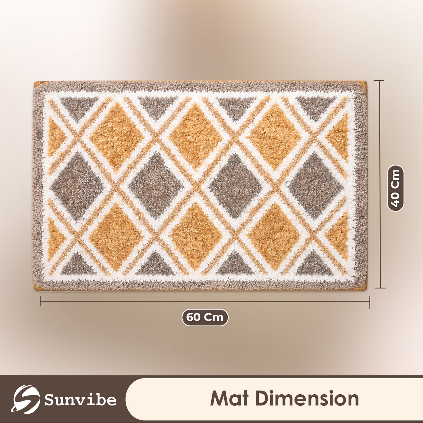 3D Microfiber Floor Mat | Ultra Soft & Super Absorbent Bath Mat | Anti-Slip Backing | Quick Dry Washable Rug for Bathroom, Kitchen & Bedroom (diamond)