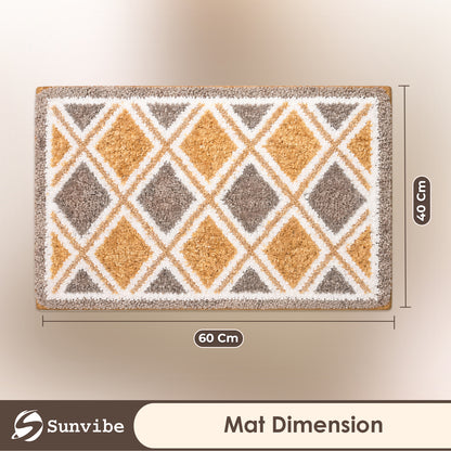 3D Microfiber Floor Mat | Ultra Soft & Super Absorbent Bath Mat | Anti-Slip Backing | Quick Dry Washable Rug for Bathroom, Kitchen & Bedroom (diamond)