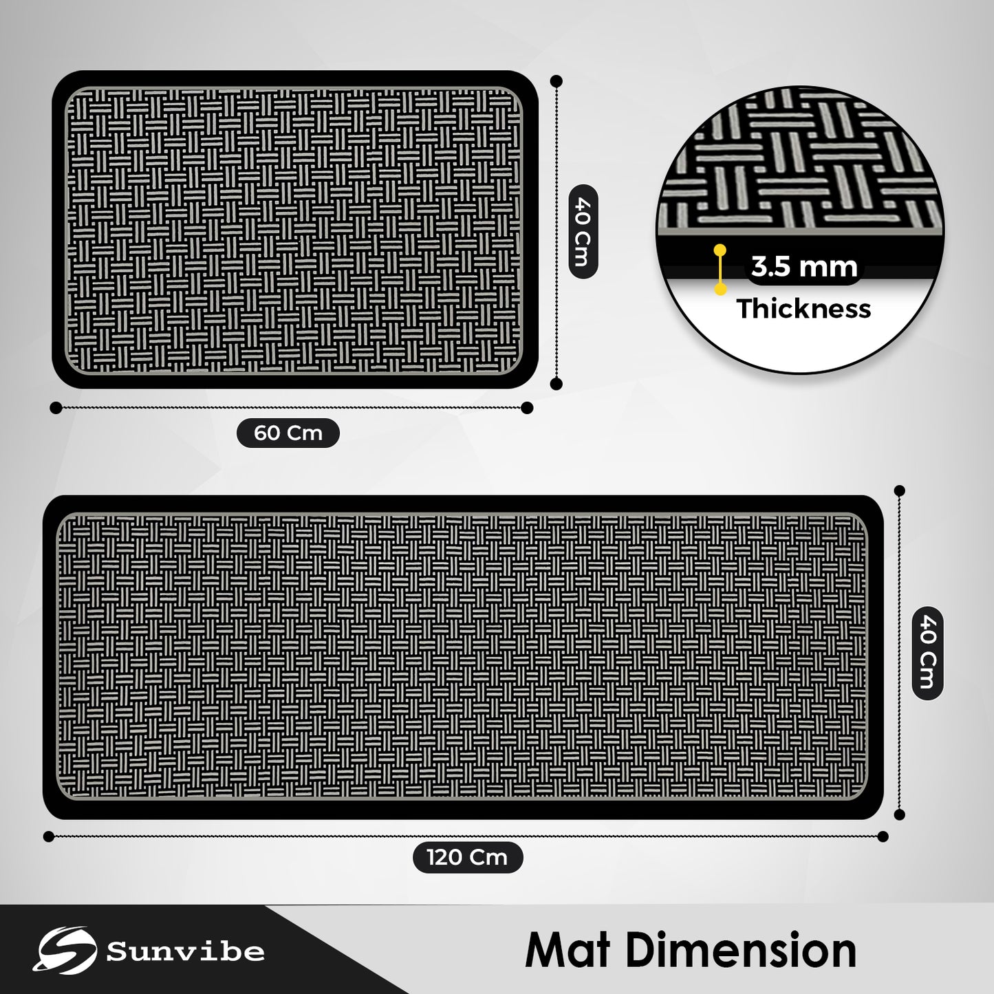 Kitchen Floor Mat 3.5mm (120x40cm & 40x60cm-2 Pieces)