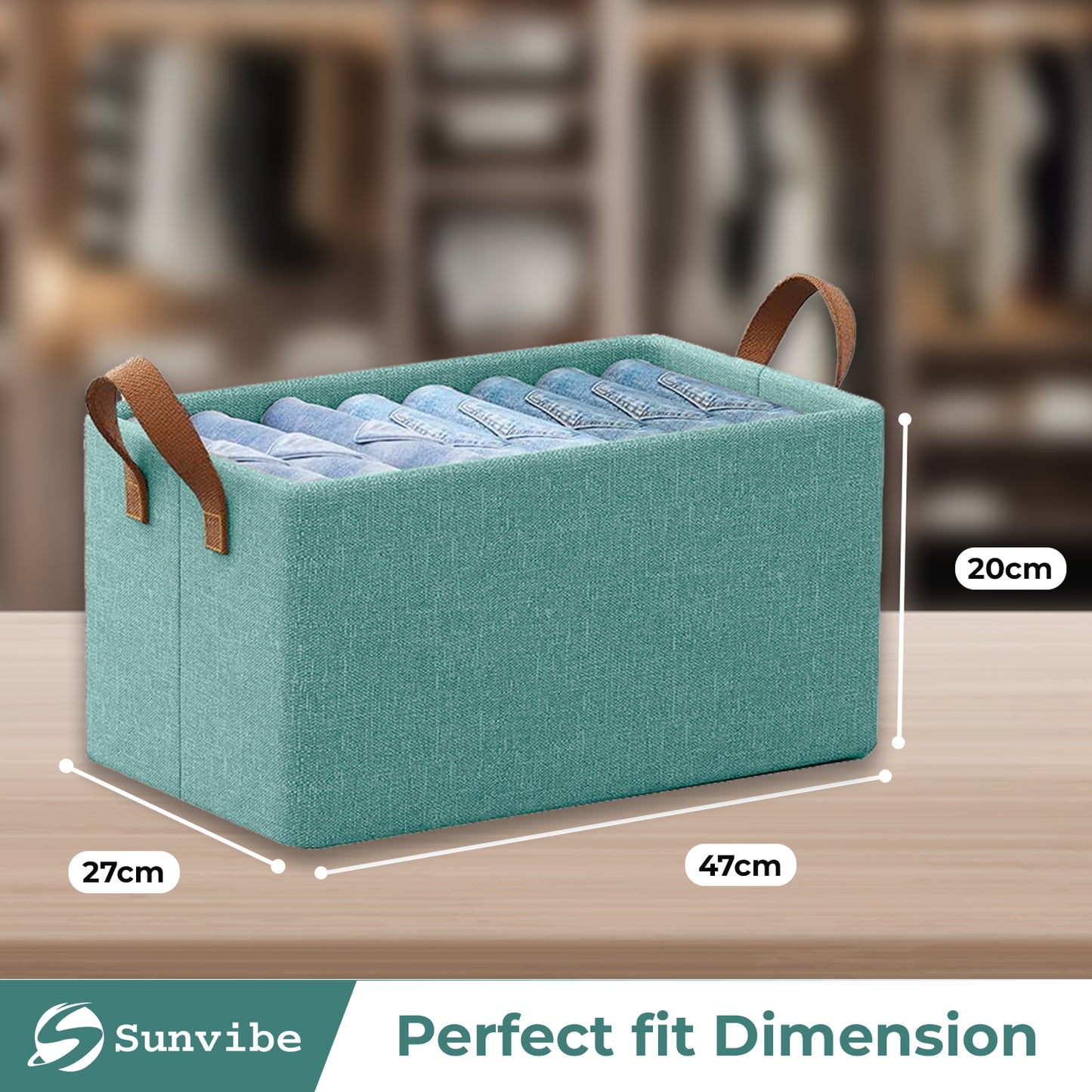 Foldable Wardrobe Organizer with Durable Handle (Green)