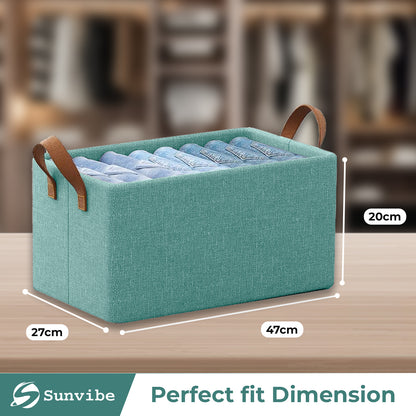 Foldable Wardrobe Organizer with Durable Handle (Green)