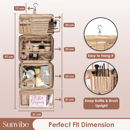Waterproof PU Leather Hanging Toiletry & Makeup Organizer for Women