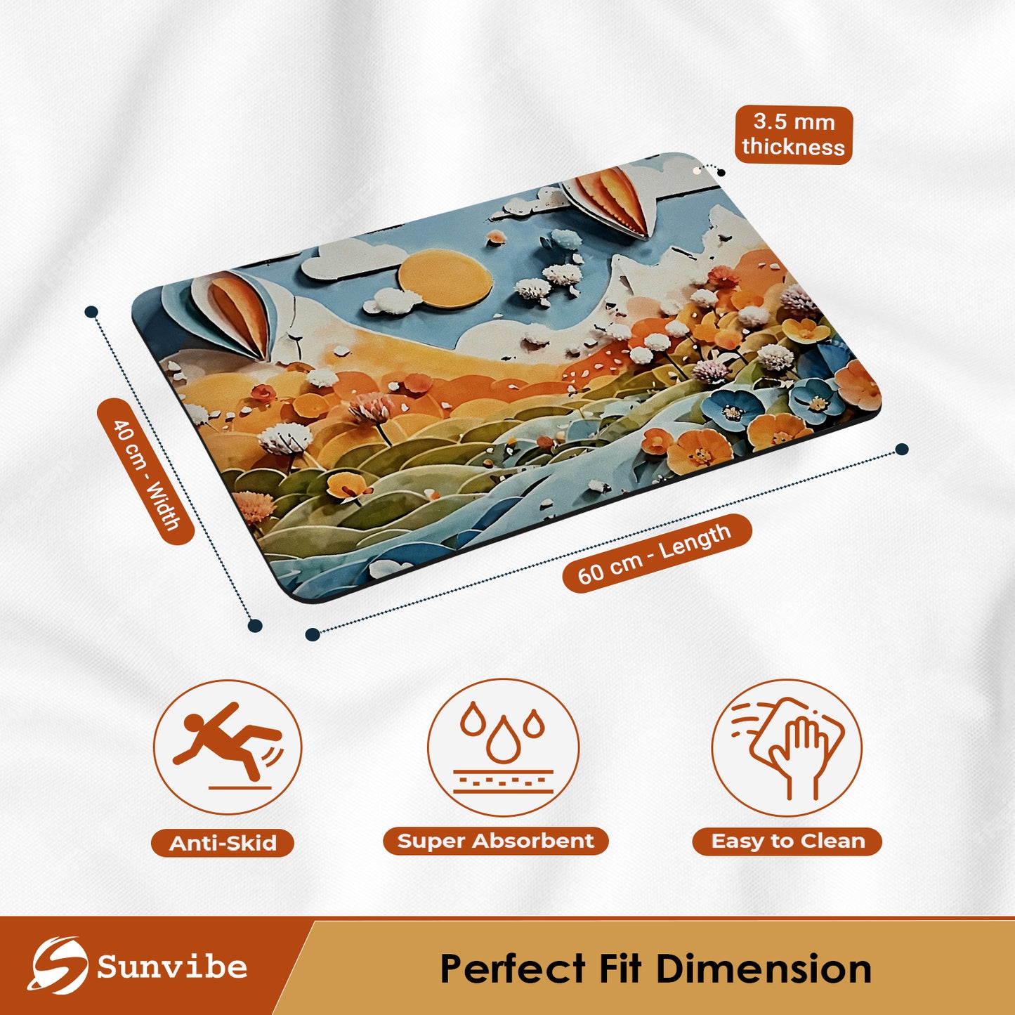 3D Anti-Skid Water-Soaking Mat: Perfect for Your Home (Mountain print)