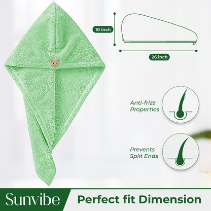 Quick Drying Microfiber 500 GSM Hair Bath Towel (Green)