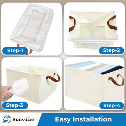 Foldable Wardrobe Organizer with Durable Handle (White)