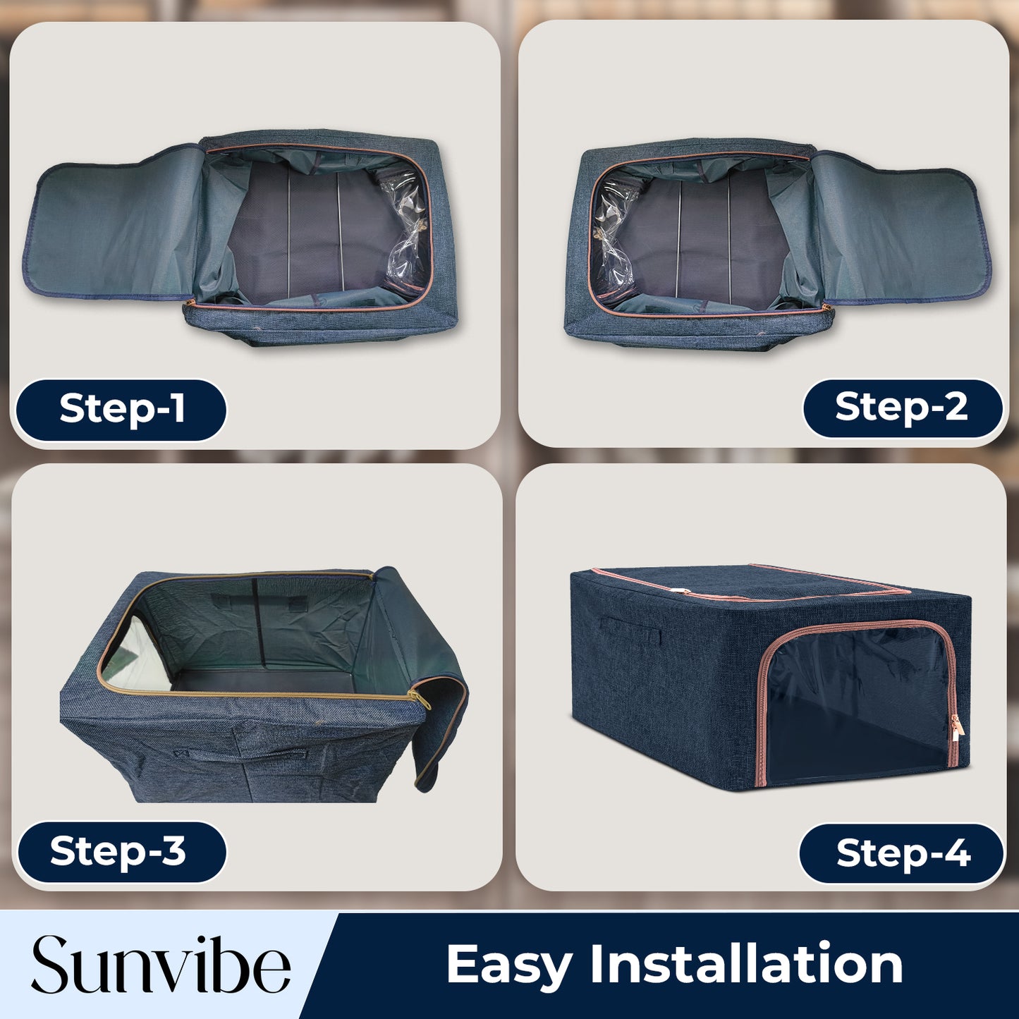 56 L Double-Sided Zipper Storage Box -Blue