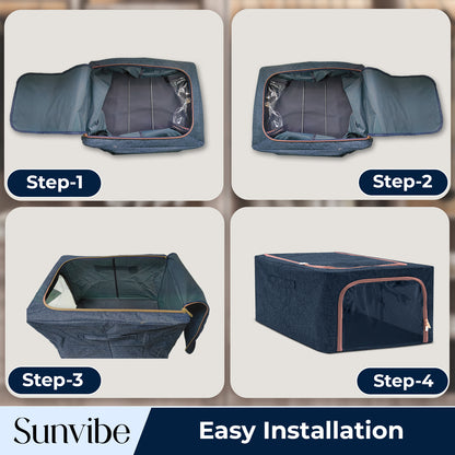 56 L Double-Sided Zipper Storage Box -Blue