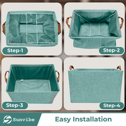 Foldable Wardrobe Organizer with Durable Handle (Green)