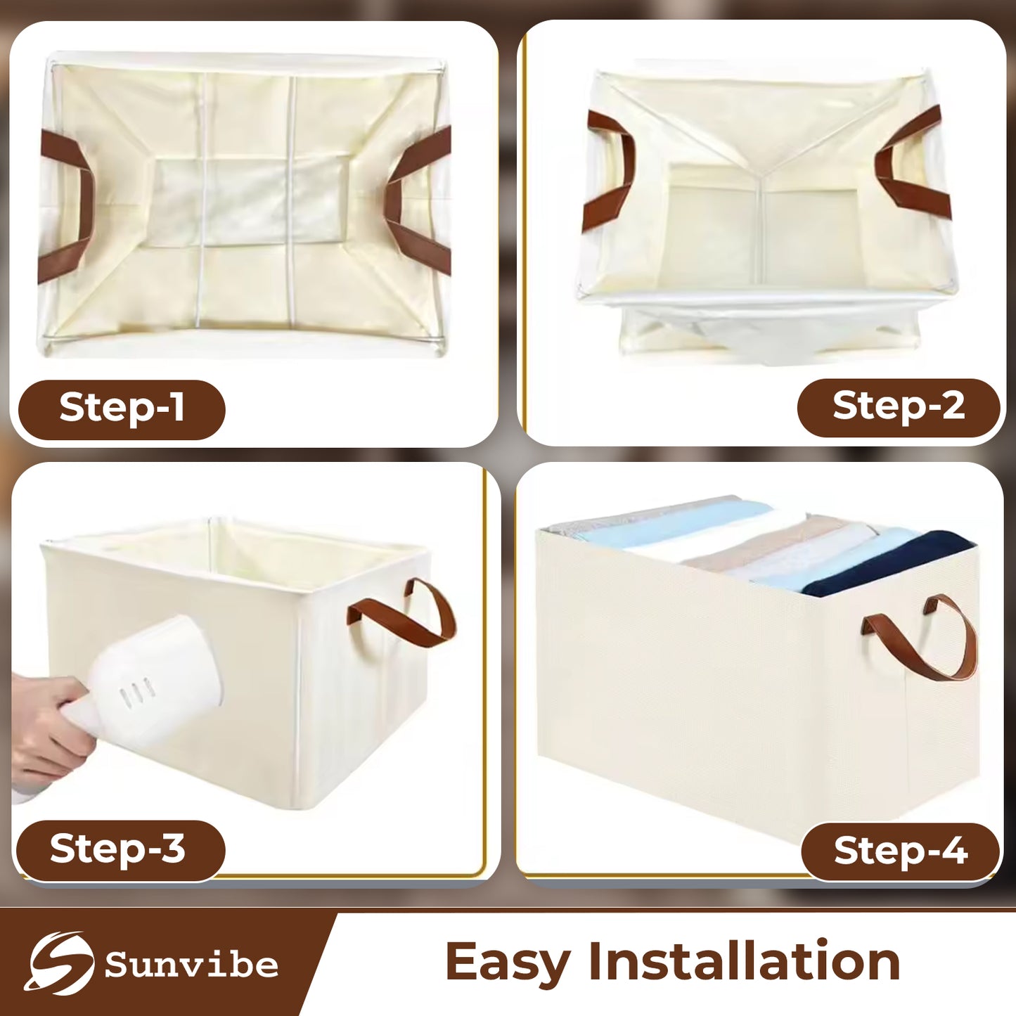 Foldable Wardrobe Organizer with Durable Handle (White)