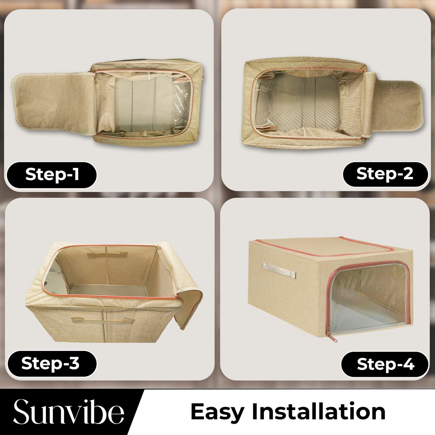 49 L Double-Sided Zipper Storage Box -Beige