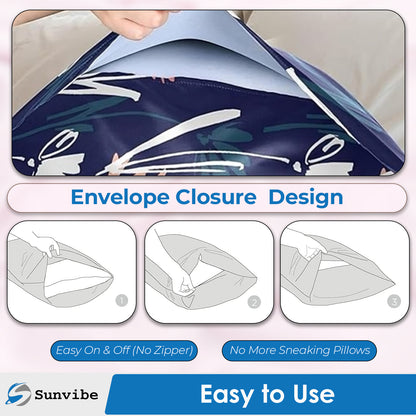 Sunvibe 3D Printed Pillow Cover for Bedroom | Soft & Durable Microfiber Cushion Cover | Fade-Resistant, Skin-Friendly, Hidden Zipper | Decorative Pillowcase for Sofa & Bed-1 free Scrunchie