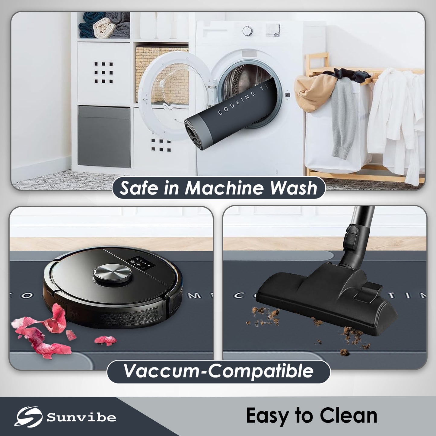 Kitchen Floor Mat 3.5mm (120x40cm & 40x60cm, Cooking Grey)