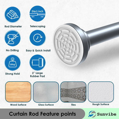 Extendable Black Shower Curtain Tension Rod – Non-Drilling & Anti-Skid