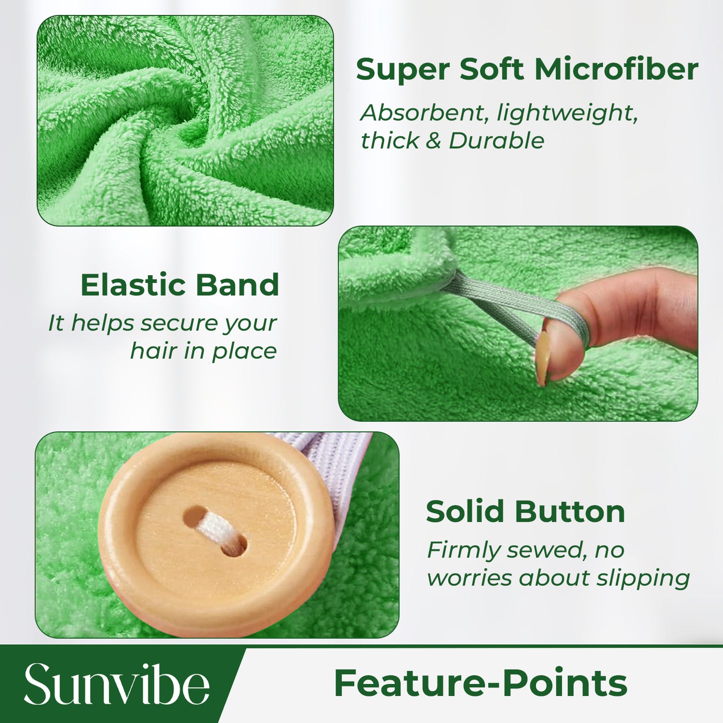 Quick Drying Microfiber 500 GSM Hair Bath Towel (Green)