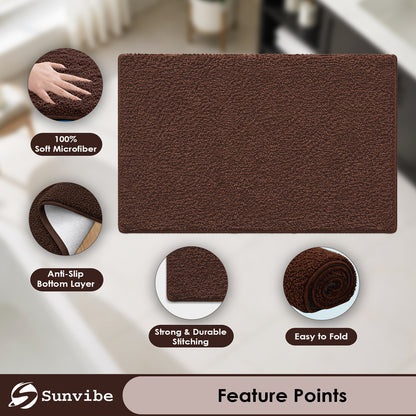 Sunvibe Premium Microfiber Floor Mat – Super Soft, Highly Absorbent & Quick Dry | Anti-Slip Multipurpose Mat for Bathroom, Kitchen & Bedroom (40 x 60 cm)