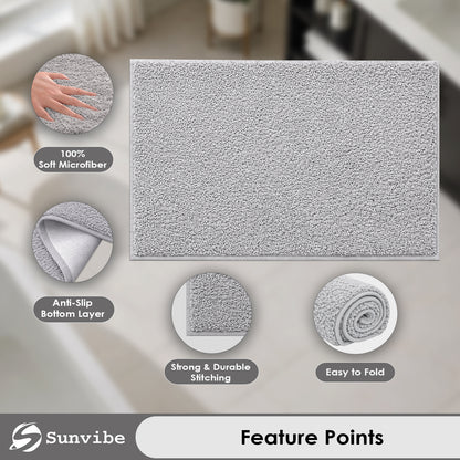 Sunvibe Premium Microfiber Floor Mat – Super Soft, Highly Absorbent & Quick Dry | Anti-Slip Multipurpose Mat for Bathroom, Kitchen & Bedroom (40 x 60 cm)