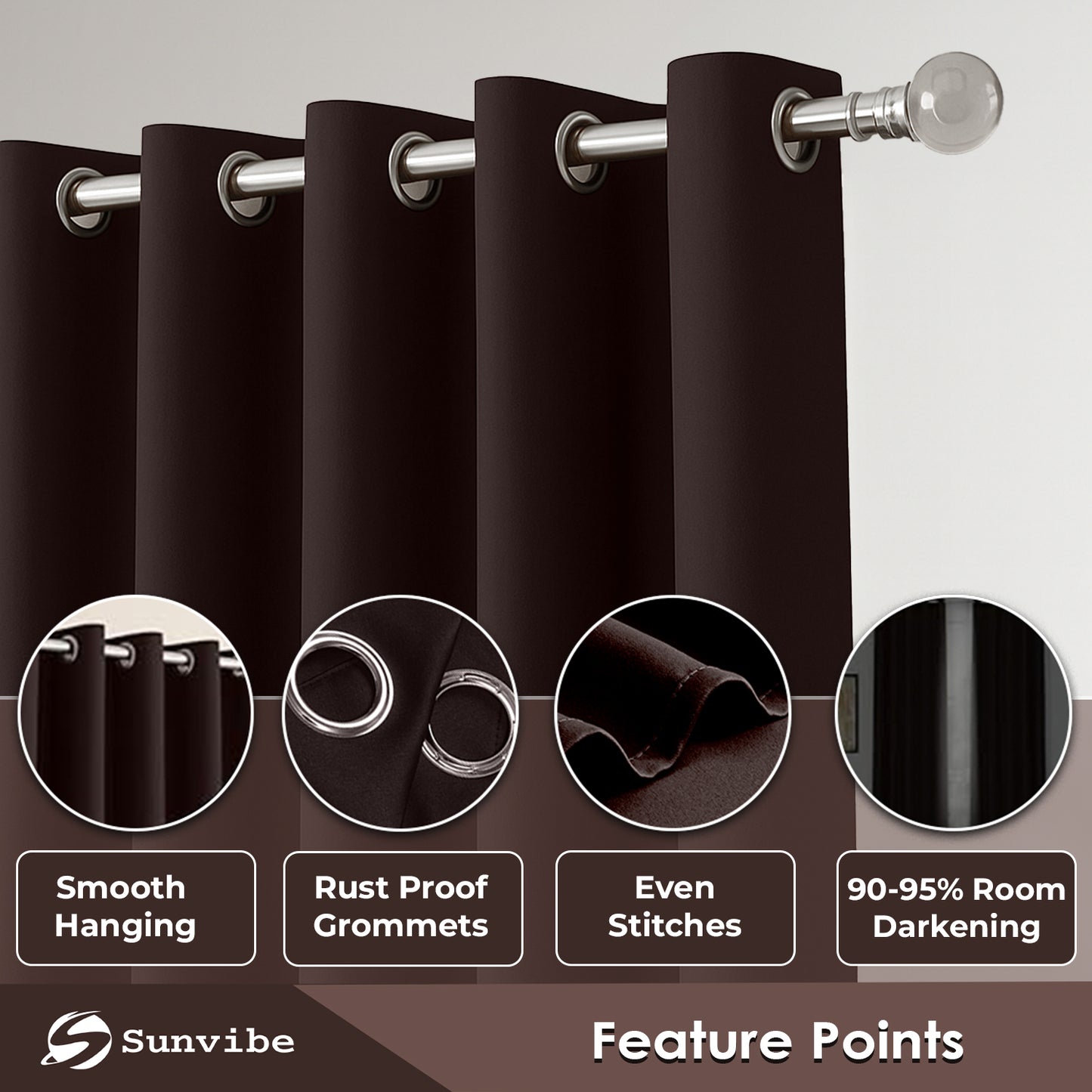 Premium Blackout Curtains – Heavy-Duty Adjustable Curtain Rod, Durable Metal Build, Easy Installation, Ideal for Bedroom, Living Room & Door Windows, Light-Blocking & Noise-Reducing Drapes
