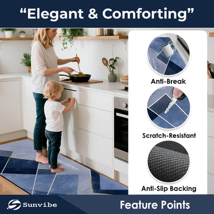 Kitchen Floor Mat 3.5mm (120x40cm & 40x60cm, Feather Print-2 Pieces)