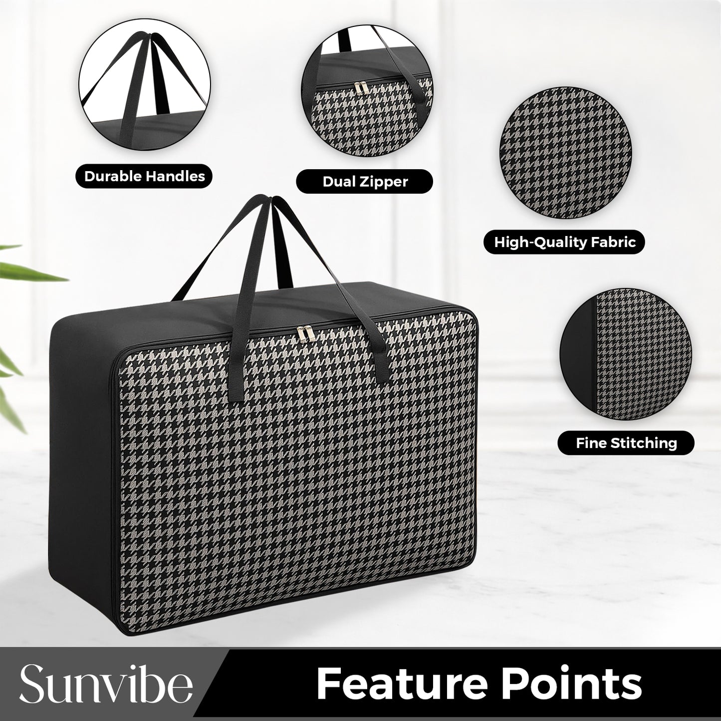 Sunvibe® Large Wardrobe Storage Bag | Heavy Duty Clothes Organizer with Strong Zipper | Foldable Blanket & Saree Storage Bag | Dustproof | Large Capacity