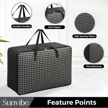 Sunvibe® Large Wardrobe Storage Bag | Heavy Duty Clothes Organizer with Strong Zipper | Foldable Blanket & Saree Storage Bag | Dustproof | Large Capacity
