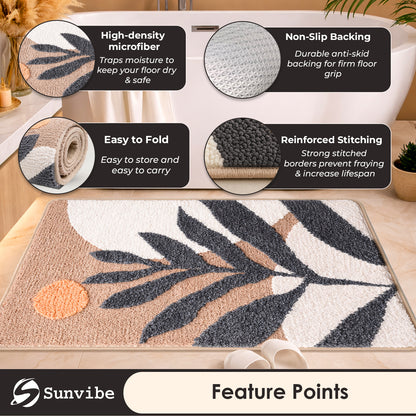 3D Microfiber Floor Mat | Ultra Soft & Super Absorbent Bath Mat | Anti-Slip Backing | Quick Dry Washable Rug for Bathroom, Kitchen & Bedroom