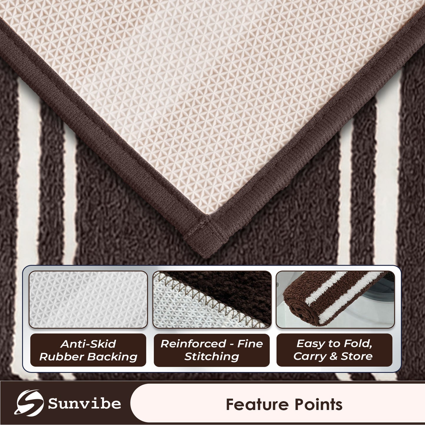 Super Soft Microfiber Bath Mat | Ultra Absorbent & Quick Dry | Anti-Slip Backing | Machine Washable Bathroom Floor Mat