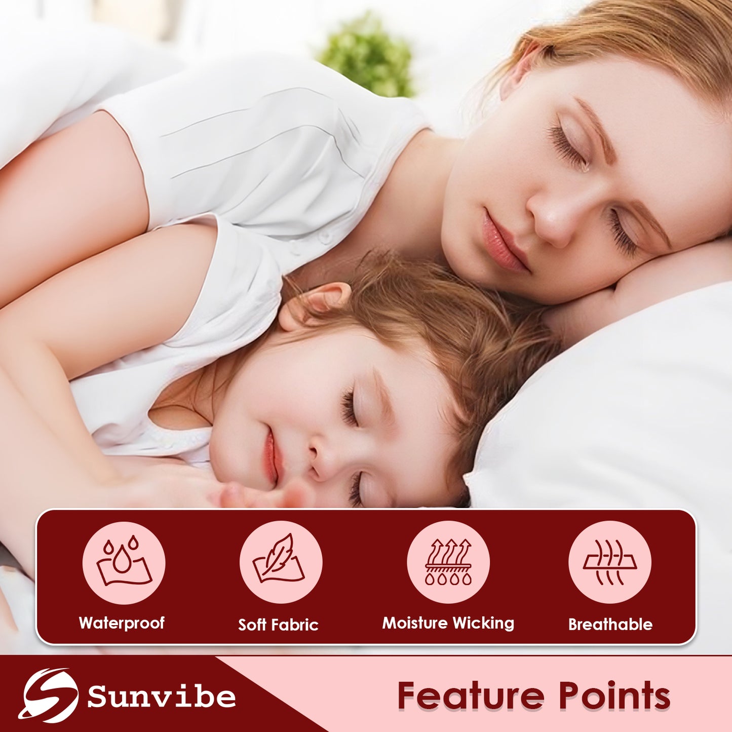 Mattress Protector – Waterproof, Breathable & Soft Cotton  (Maroon)