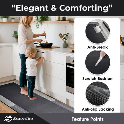 Kitchen Floor Mat 3.5mm (120x40cm & 40x60cm, Grey-2 Pieces)