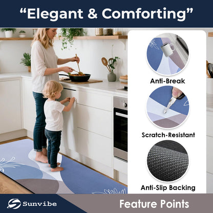 Kitchen Floor Mat 3.5mm (120x40cm & 40x60cm, Leaf Print-2 Pieces)