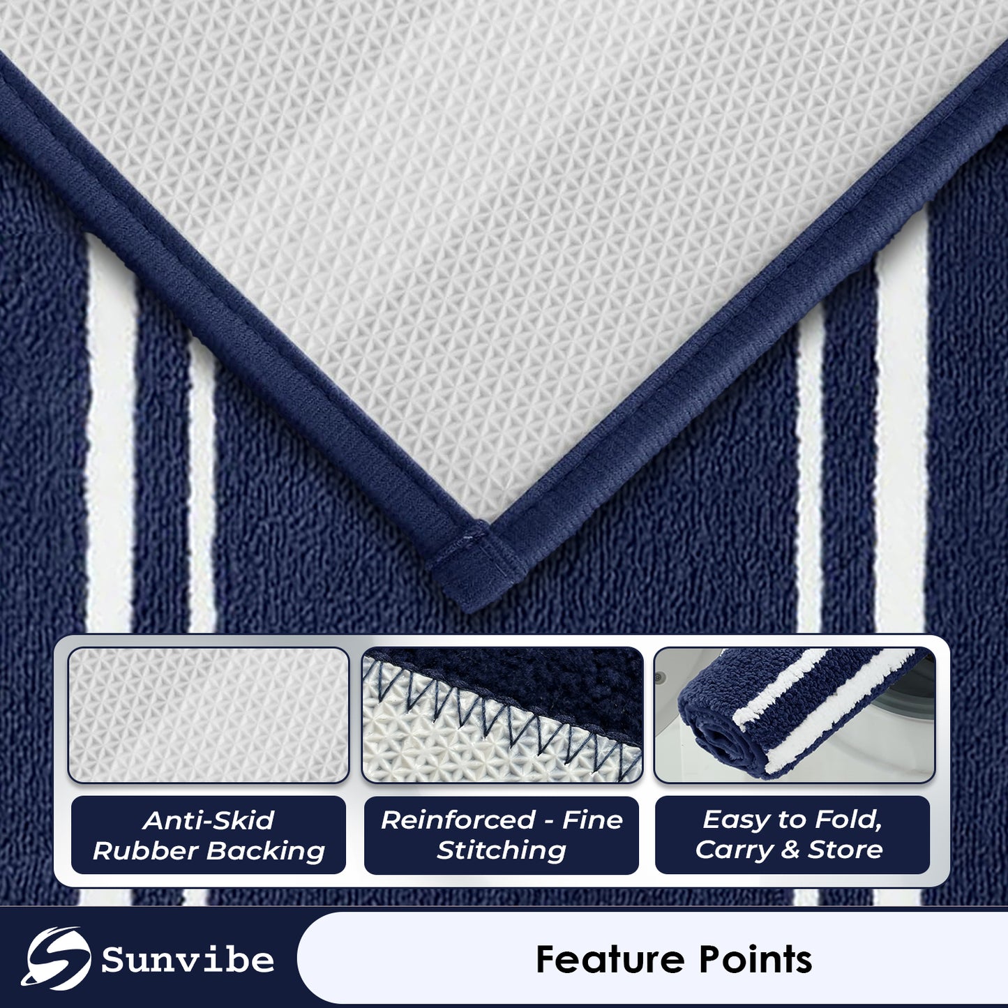 Super Soft Microfiber Bath Mat | Ultra Absorbent & Quick Dry | Anti-Slip Backing | Machine Washable Bathroom Floor Mat