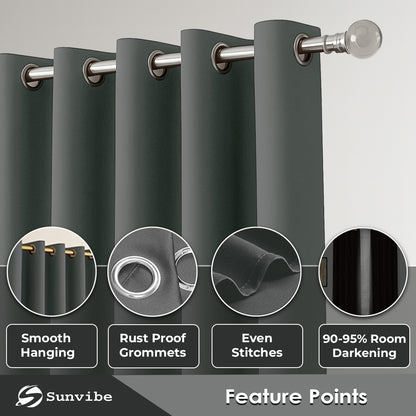 Premium Blackout Curtains – Heavy-Duty Adjustable Curtain Rod, Durable Metal Build, Easy Installation, Ideal for Bedroom, Living Room & Door Windows, Light-Blocking & Noise-Reducing Drapes