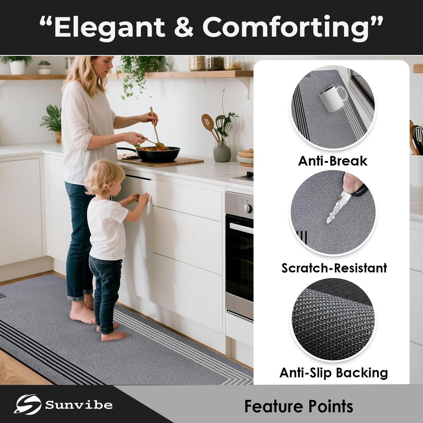 Kitchen Floor Mat 3.5mm (120x45cm & 40x80cm-2 Pieces) Liner