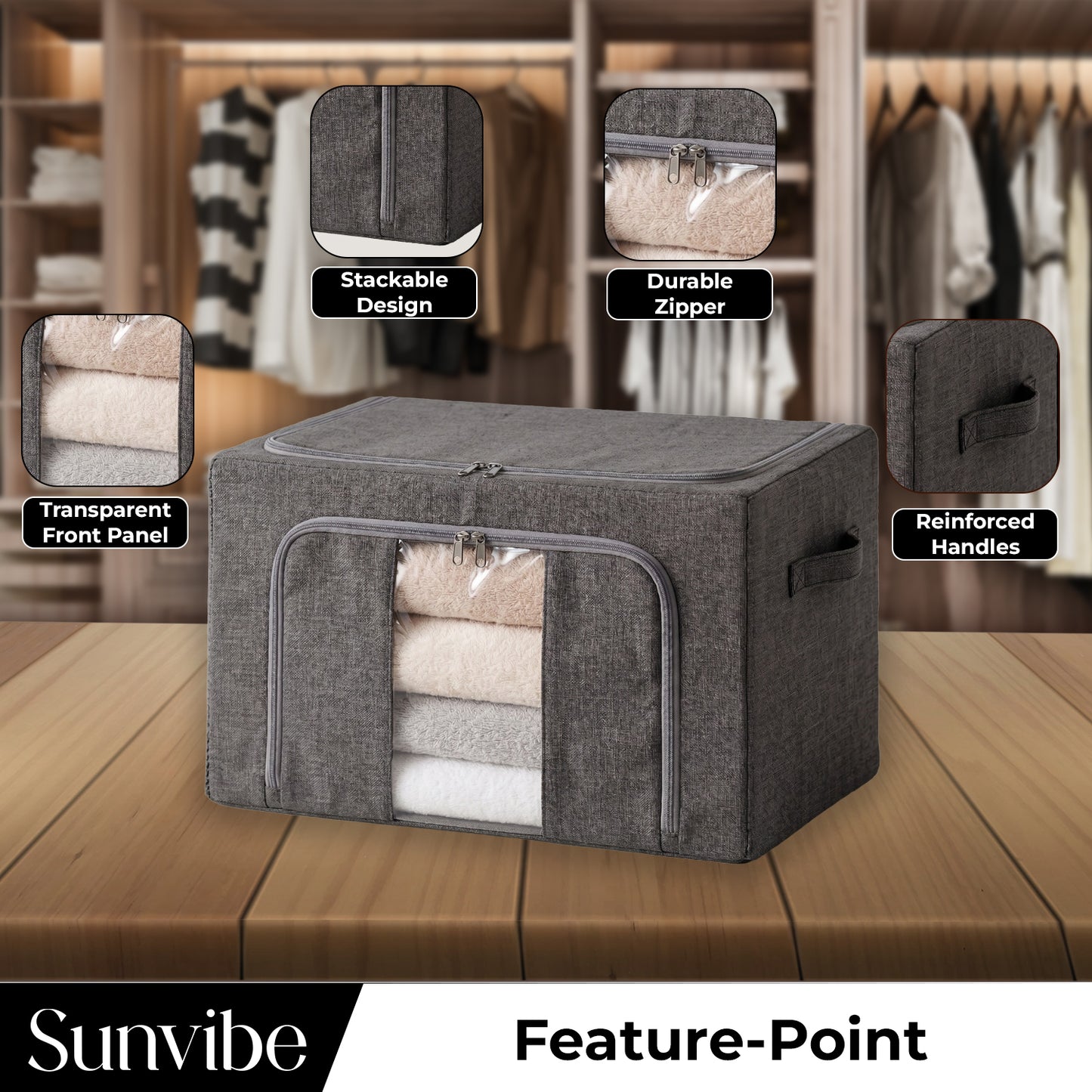 Premium Foldable Blanket & Clothes Storage Bag with Clear Window